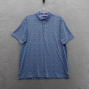 Walter Hagen Performance Golf Polo Large Blue Floral Men Stretch UPF 50 NWT‎